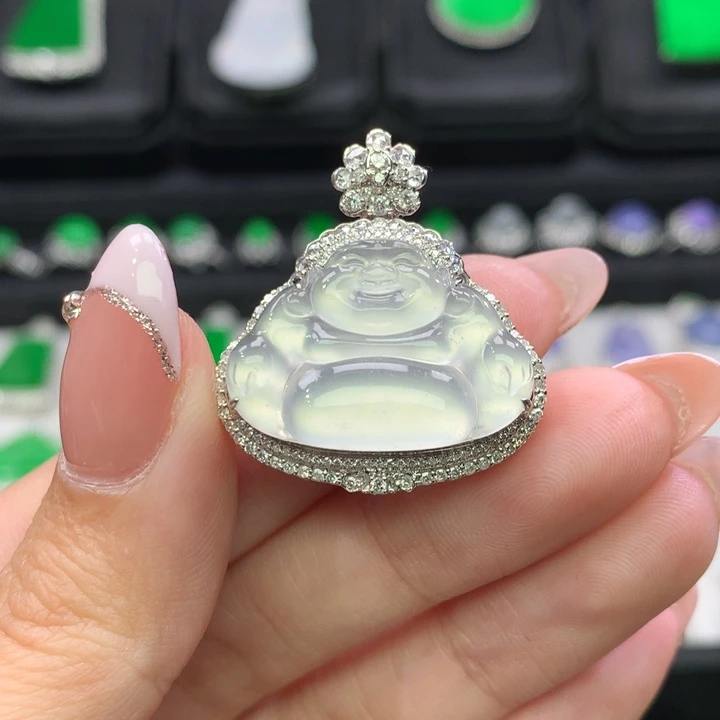 翡翠吊坠(不含链)18K金镶嵌