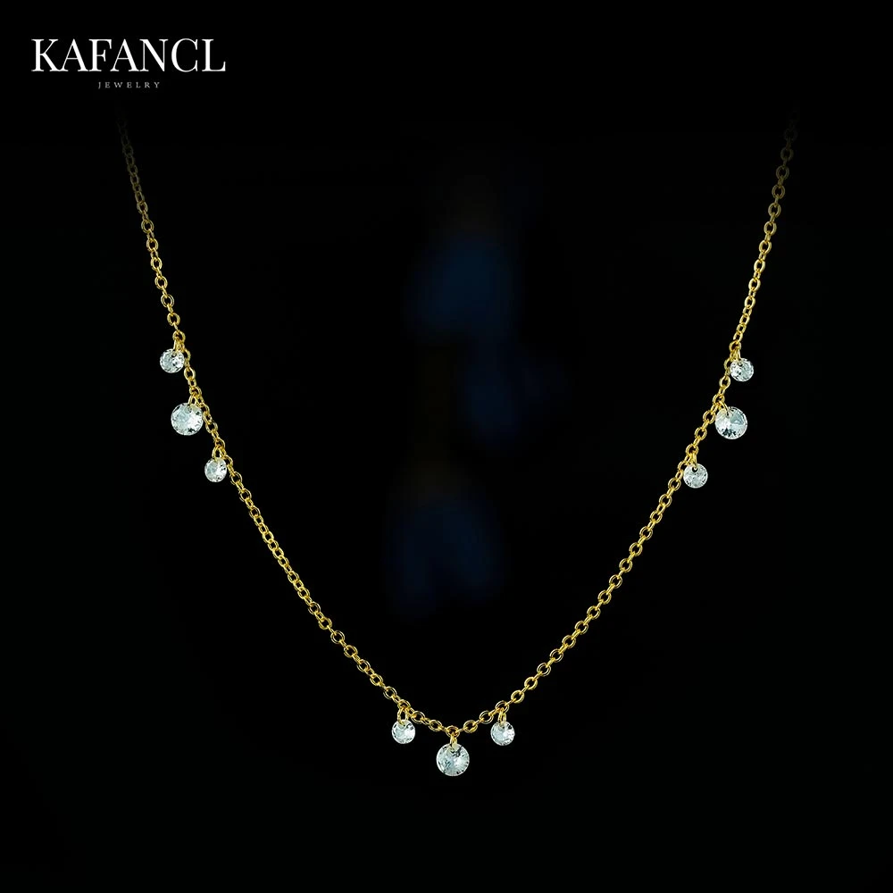 链子925银合成锆石 链子925银  镀K金 迷你亮晶晶项链 ZF-B640