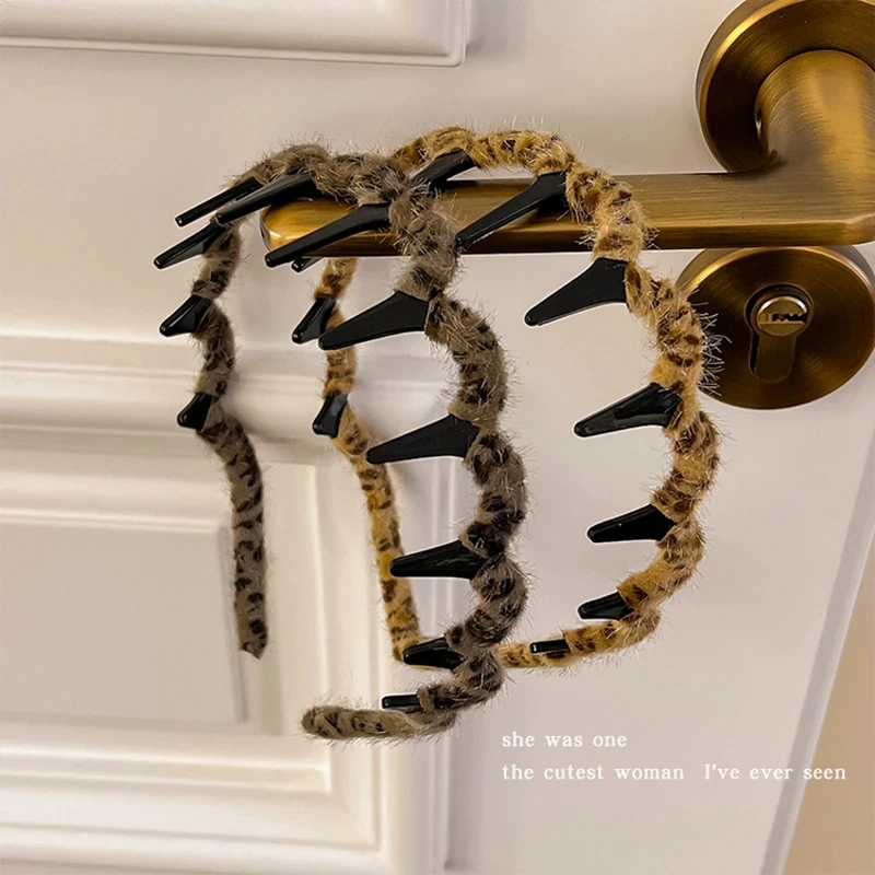 气质毛绒豹纹波浪发箍女蓬松纹理高颅顶洗脸压发头箍高级发饰发卡