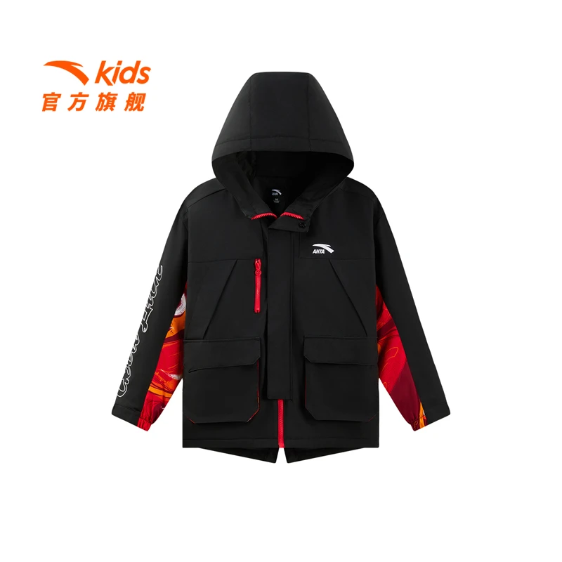 安踏儿童男大童摇粒绒运动上衣2025年新款保暖青少年防水厚外套潮