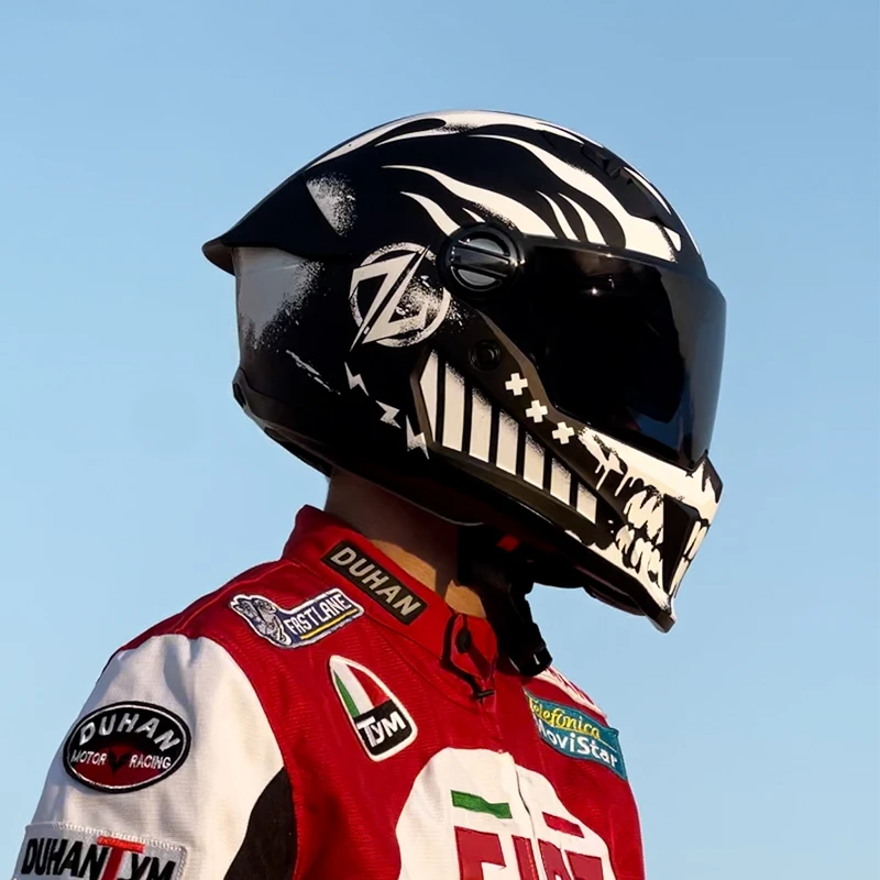 Z摩托车复古全盔3C复古续航头盔四季双镜头盔机车头盔男女头盔