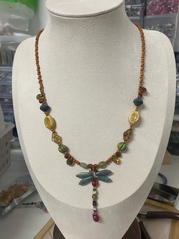 钛钢琉璃项链 懒人工作室 《蜻蜓飞》原创捷克琉璃项链