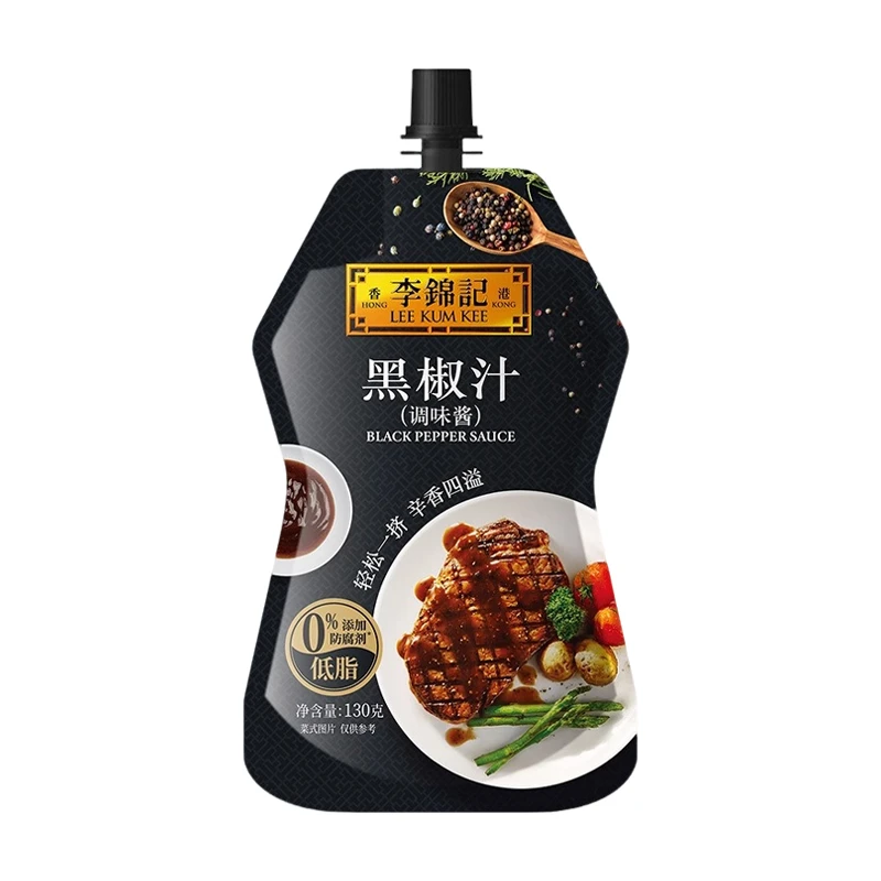 李锦记黑椒汁130g袋装牛排酱意大利面酱手抓饼烤肉披萨酱黑胡椒酱