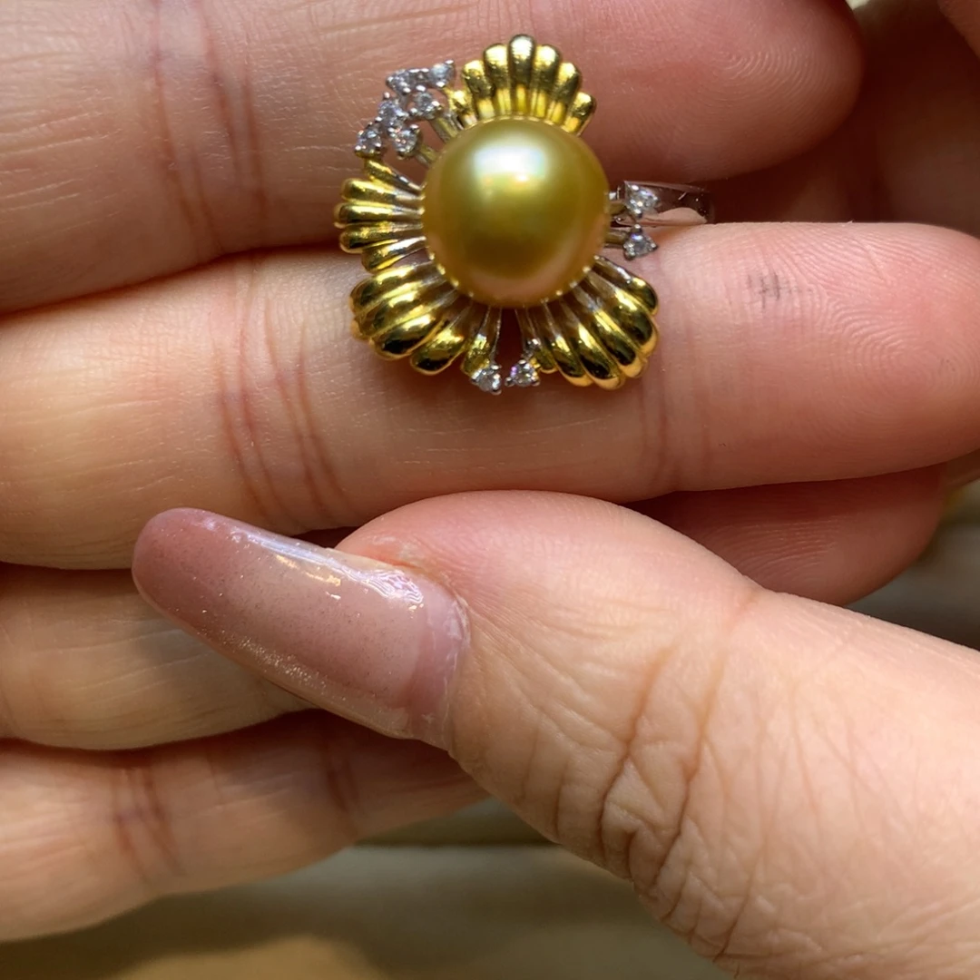 银S925镶嵌戒指海水珍珠