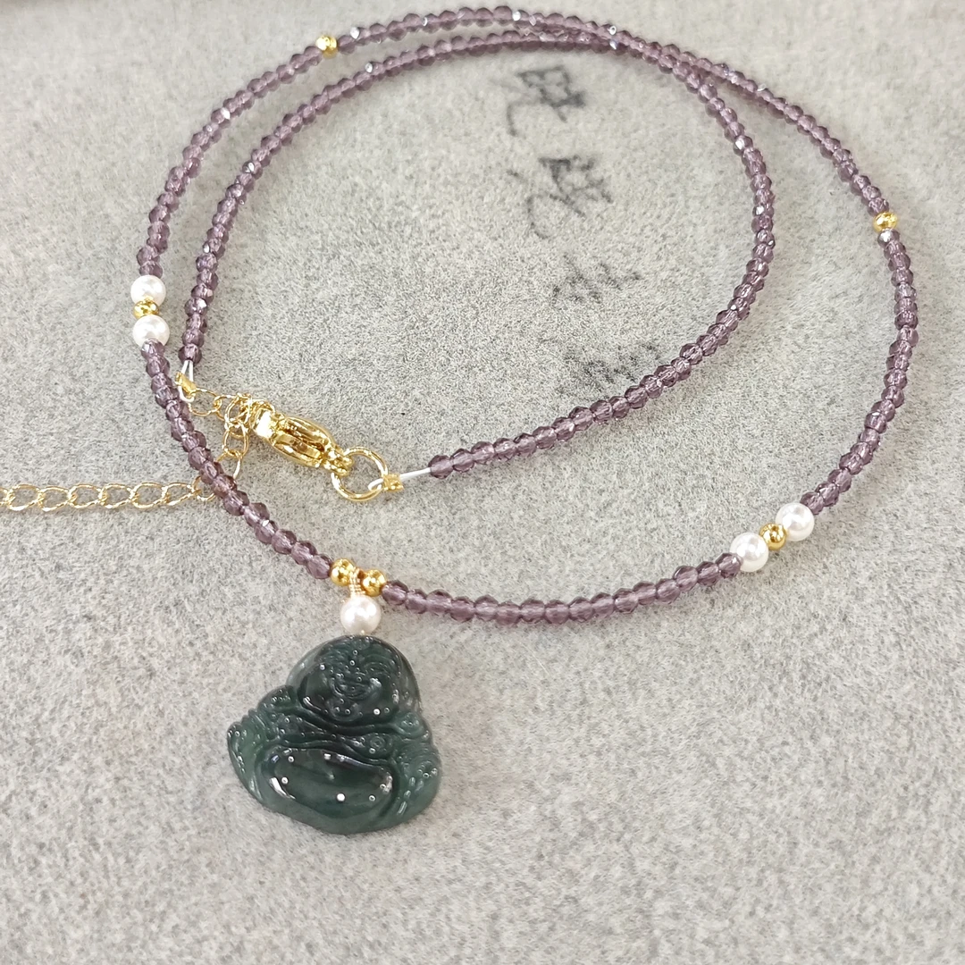 翡翠佛公吊坠项链L001  sx