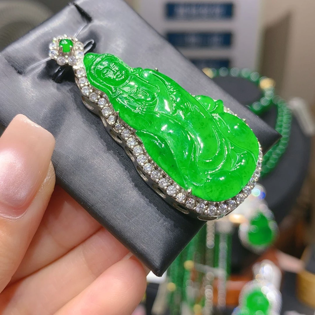 【闪购商品】颈饰银S925镶嵌翡翠5柒姐