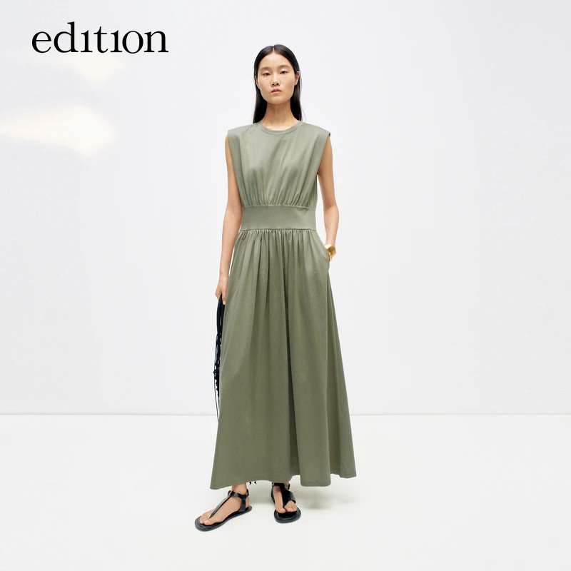 【商场同款】edition夏新款无袖收腰衬衫连衣裙#EBD2DRS031