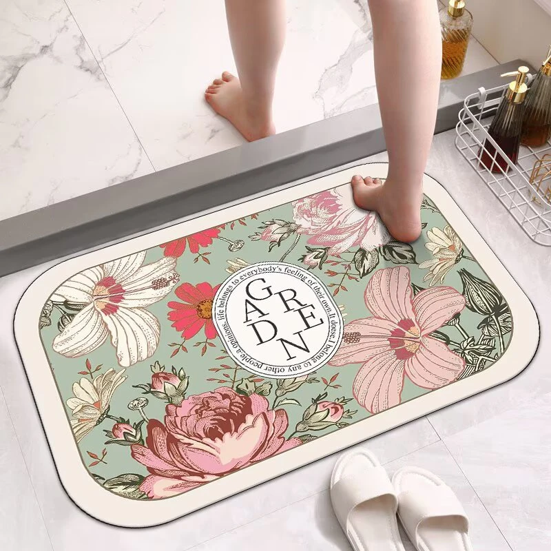 家用多功能硅藻泥浴室吸水沥水速干超防滑厨房门口地垫