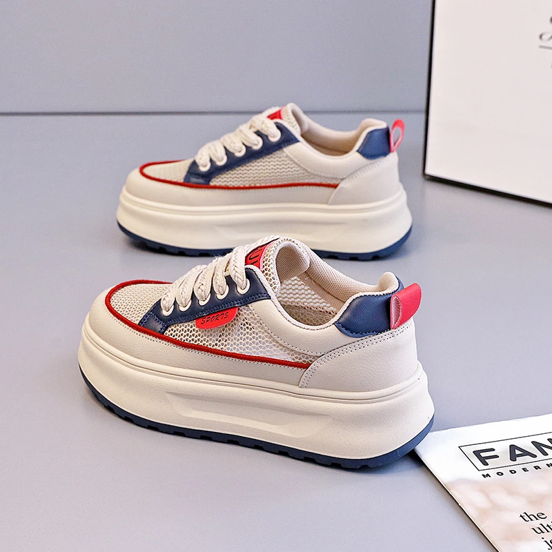 2025年新款网面透气时尚百搭夏季网鞋平底板鞋小白鞋运动休闲女鞋