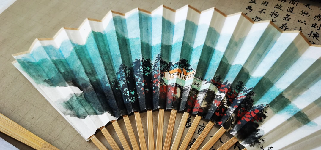 手绘折扇文玩日用中国风礼品扇子书法写意山水