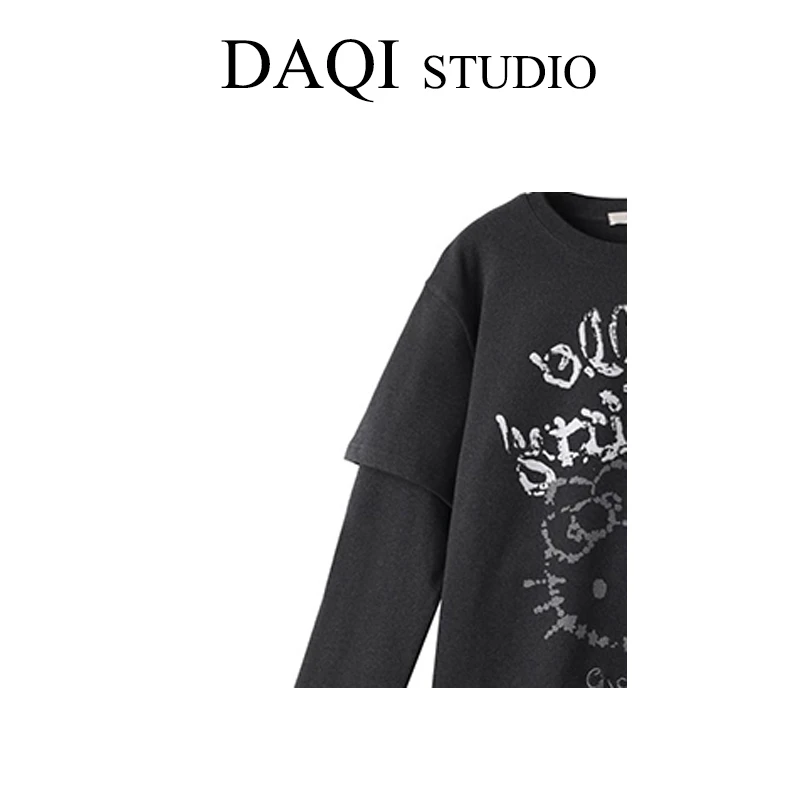 【猫咪假两件】雅丹鸡蛋春季新款长袖宽松休闲T恤G406-CL-8601