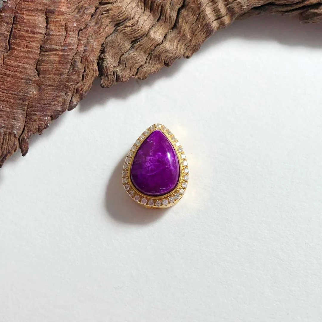 【圣芭黎】天然舒俱来吊坠水滴高品丝绒18K多样性发一D1416