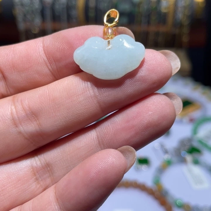 翡翠14K金镶嵌颈饰