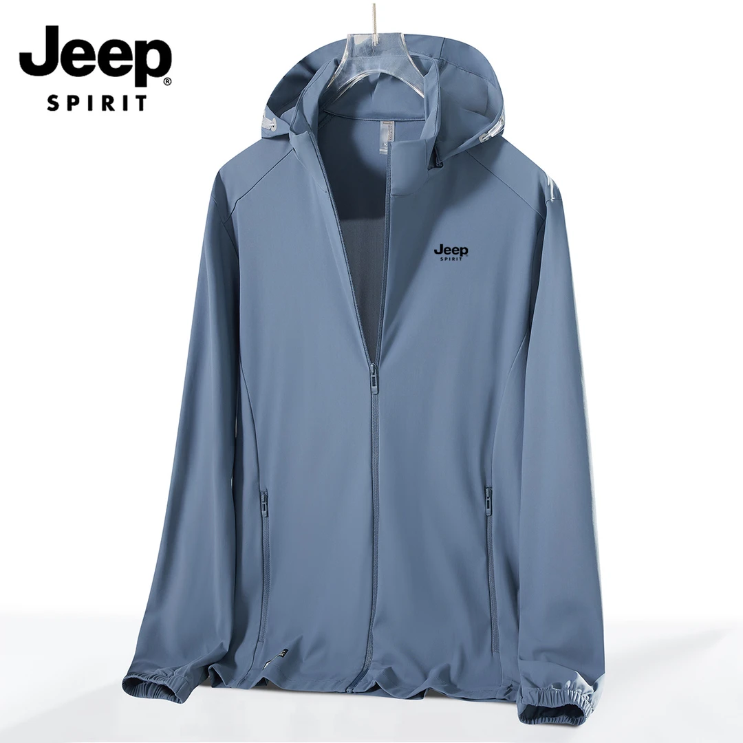 JEEPSPIRIT吉普夏季冰钛原纱防晒外套女户外透气防晒衣男士钓鱼服
