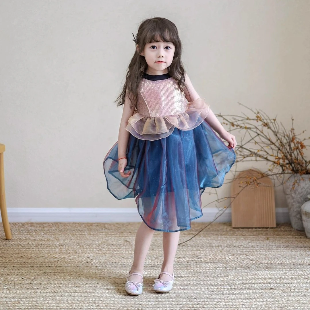 韩版女童连衣裙2025夏季款女宝蓬蓬背心裙女孩洋气裙子儿童公主裙