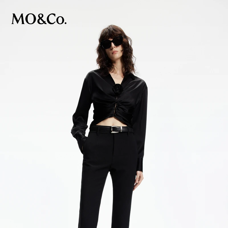 【粉丝专享】【凉感三醋酸】MOCO春手工捏褶短上衣MBD1TOP027