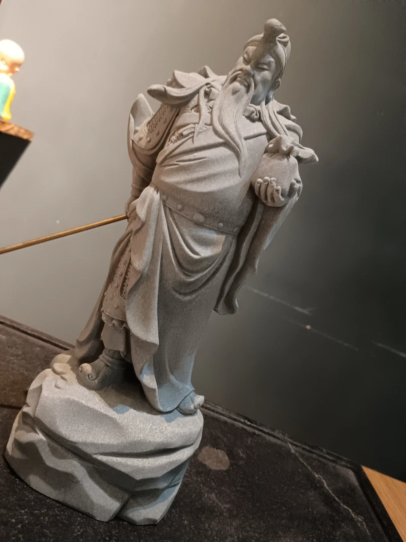 青沙石关公高29宽11厚8.5家居禅意摆件博古架摆件茶空间摆件