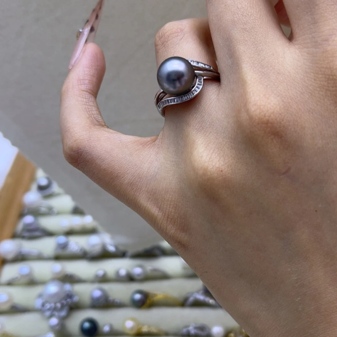 海水珍珠银S925镶嵌戒圈
