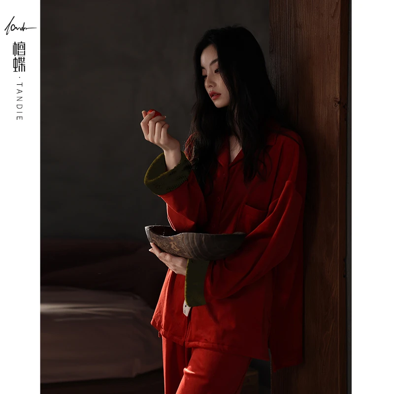 檀蝶【海岛绒】女款睡衣2025新款秋冬季睡衣家居服加绒加厚睡衣高级