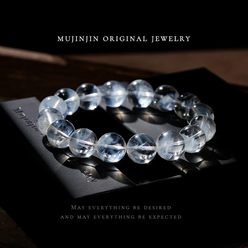 【木槿槿】天然蓝针水晶手串女款约13m气质时尚饰品串珠手链CC906