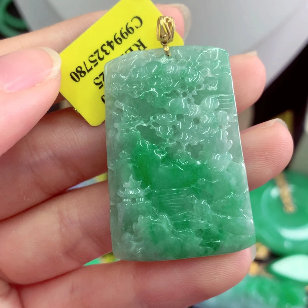 翡翠18K金镶嵌吊坠(不含链)