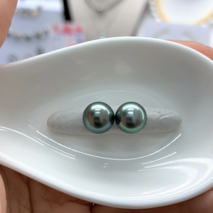 裸珠海水珍珠蓝绿色
