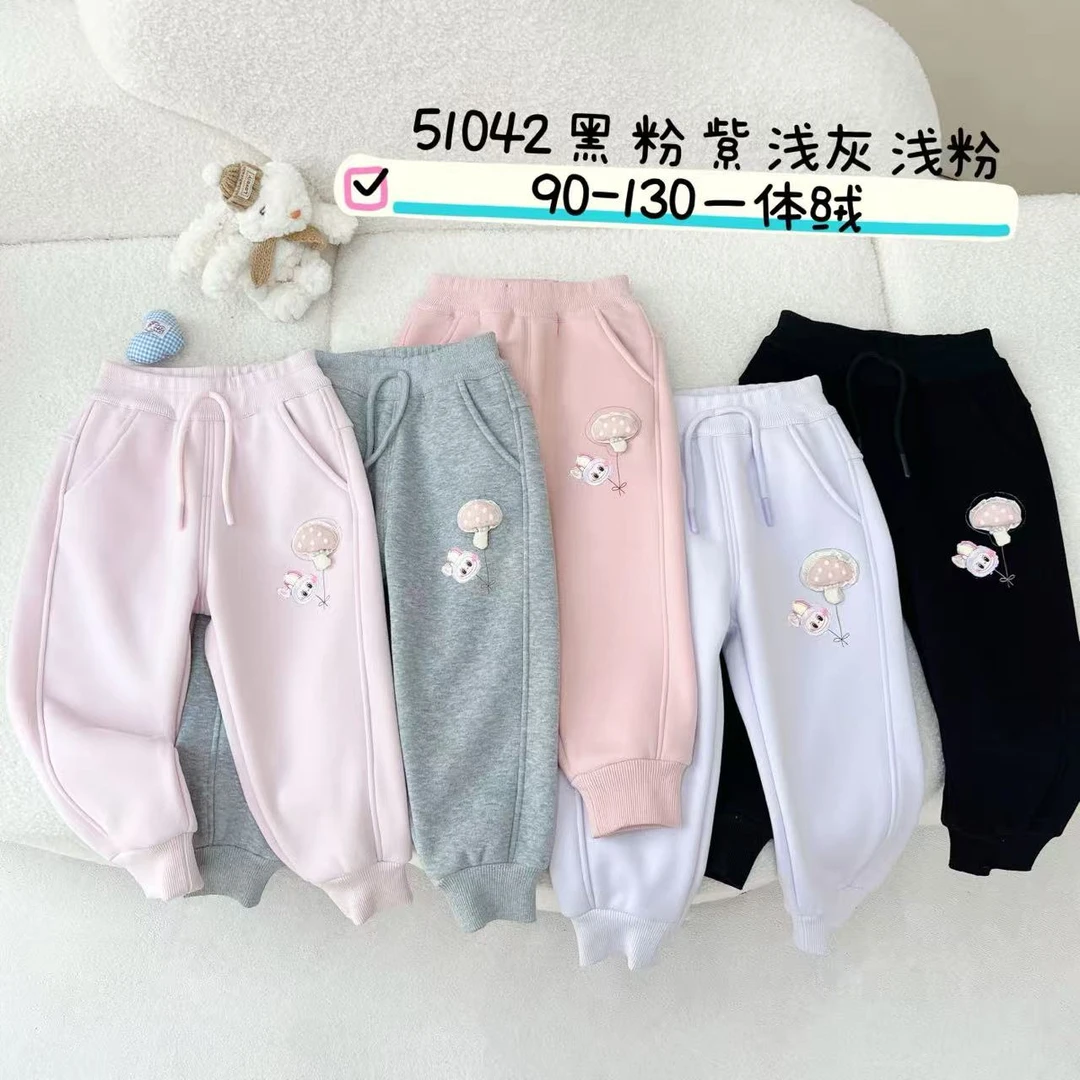 【90-130码】唐氏管小渔LABUBU蘑菇一体绒休闲卫裤 TS51042