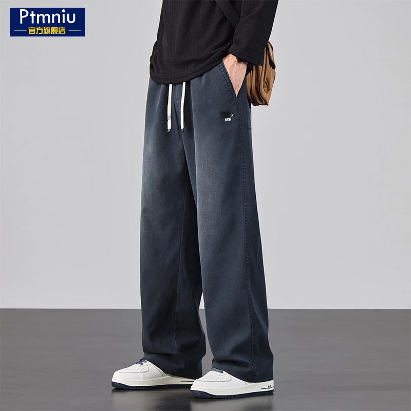 美式潮牌男士休闲裤2025秋季新款宽松直筒运动百搭垂感阔腿工装裤