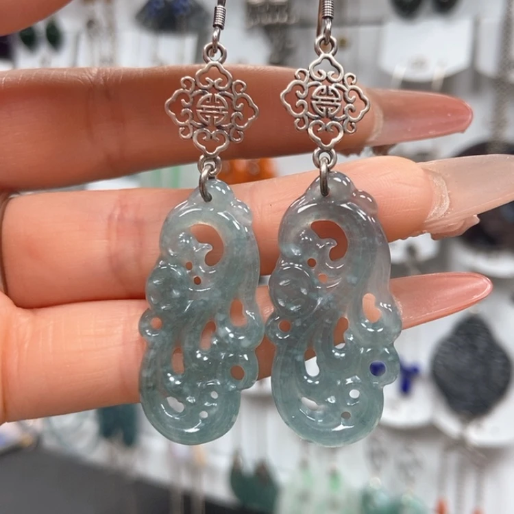 【闪购商品】翡翠耳饰银S925镶嵌耳饰