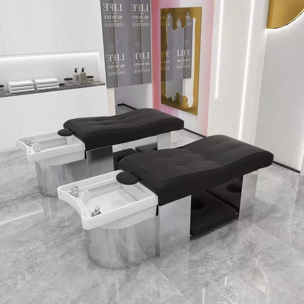 高端泰式理发店洗头床陶瓷盆不锈钢床美容院专用舒适耐用