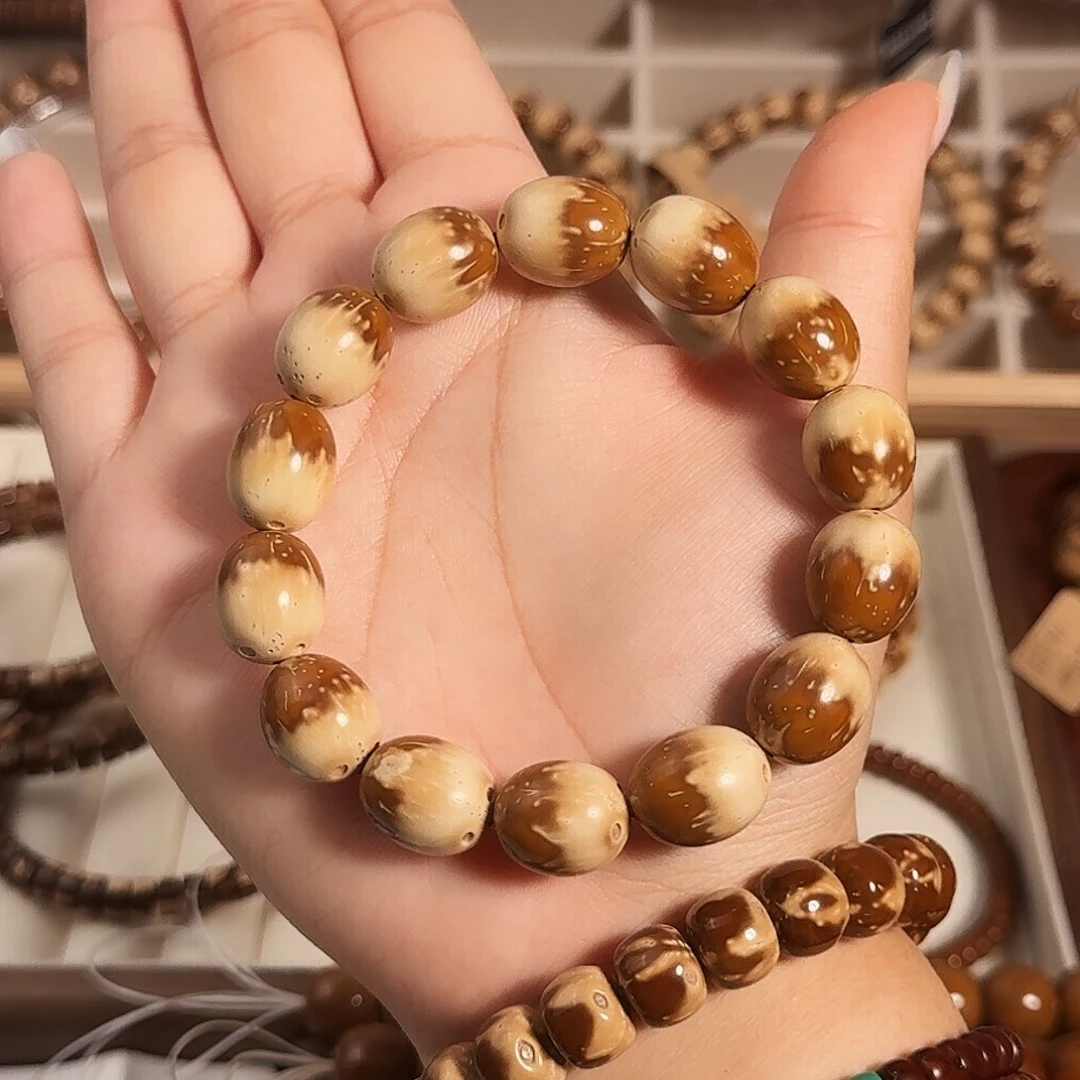 紫金鼠手串蜂蜜奶盖半实心紫金鼠龙蛋12.8mm