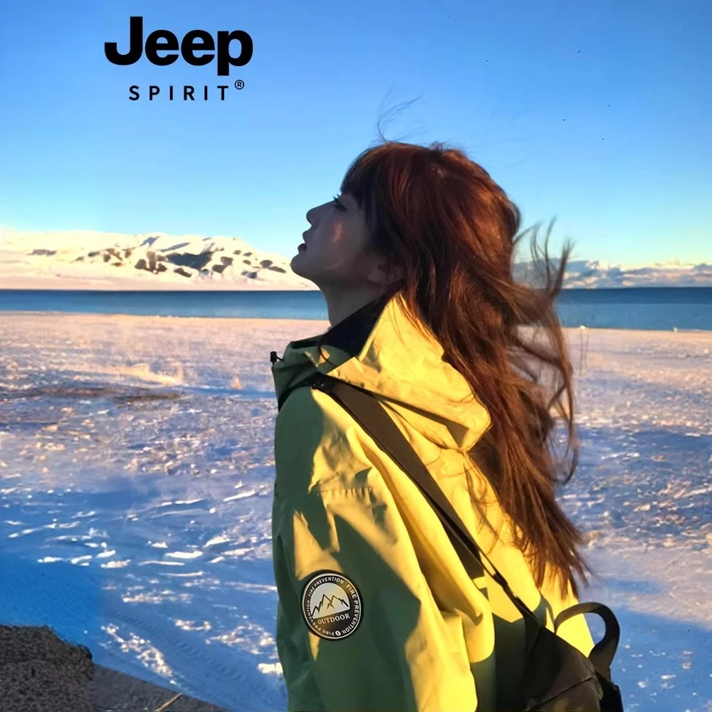 JEEP黄色冲锋衣2025新款春秋季三合一冲锋衣女款爆款2025爬山装备