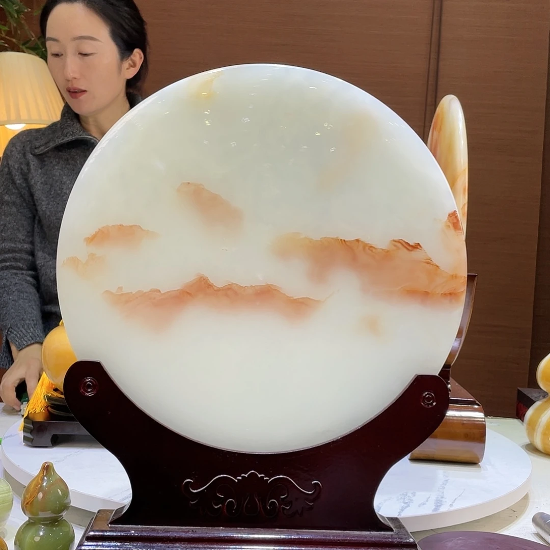 玉精品天然玉石玉璧摆件