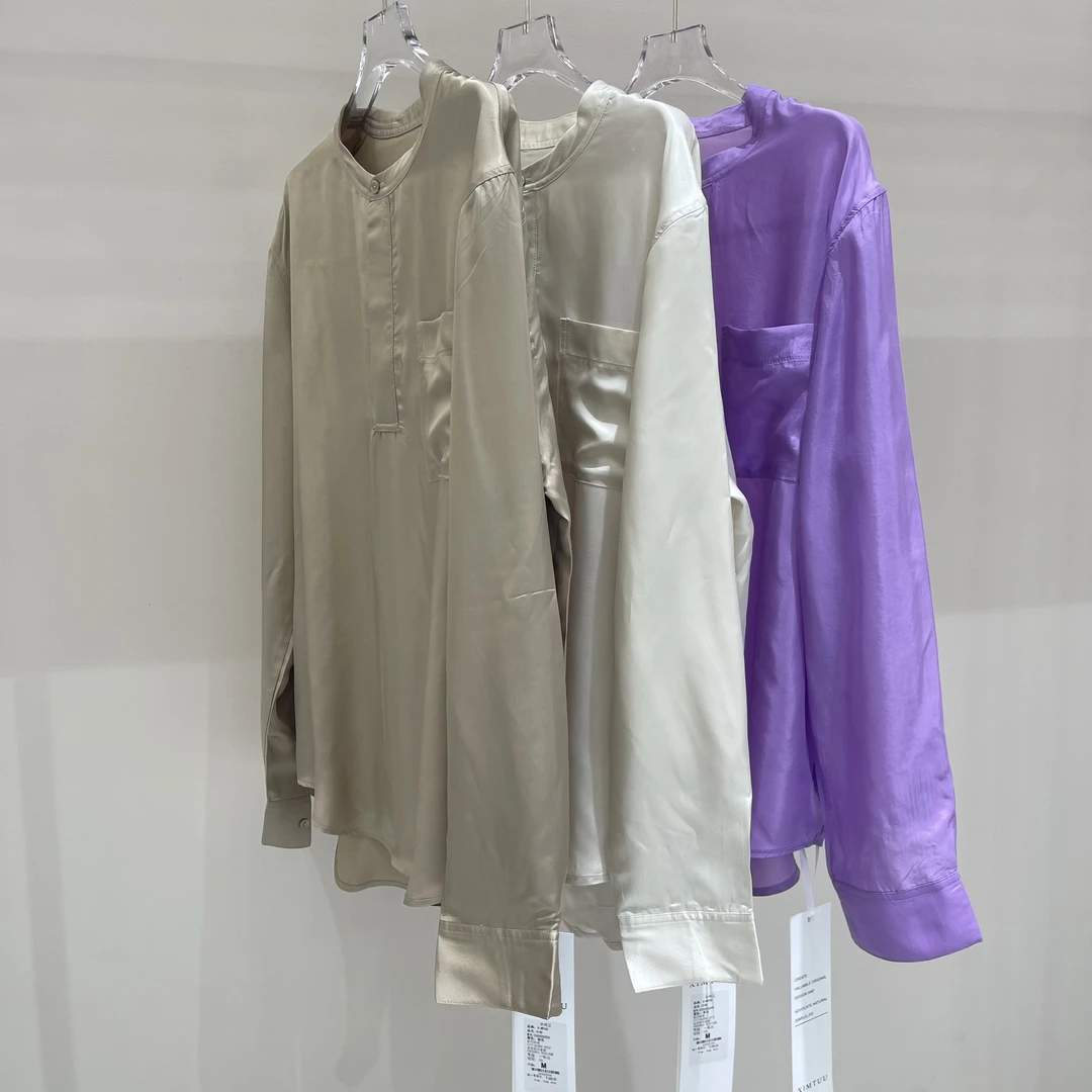 XIMTUU夏季新款长袖薄款圆领小衫宽松时尚百搭韩版系D2505205