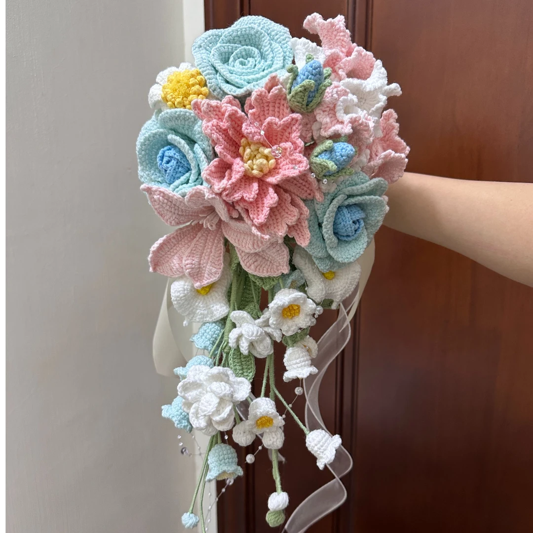定制钩织手捧花新娘礼物推荐毛线花diy温柔小众