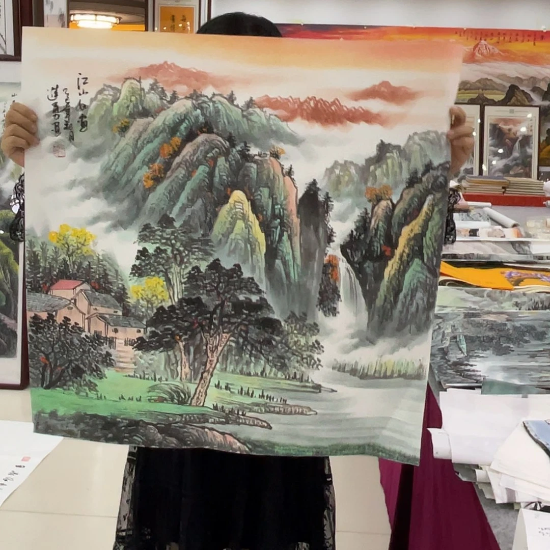 国画纯手绘的花鸟山水