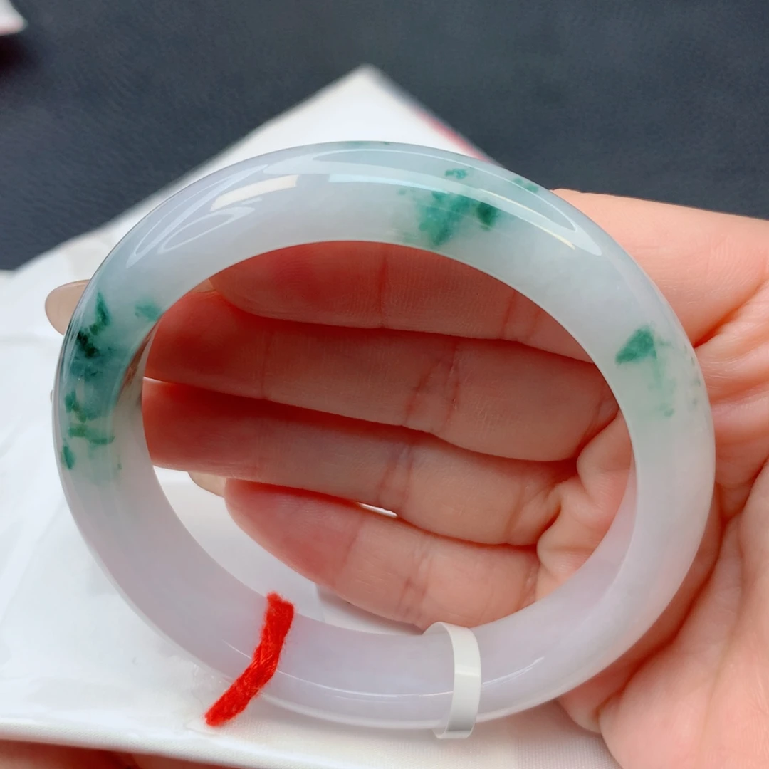 翡翠未镶嵌手镯56-57半山水飘花