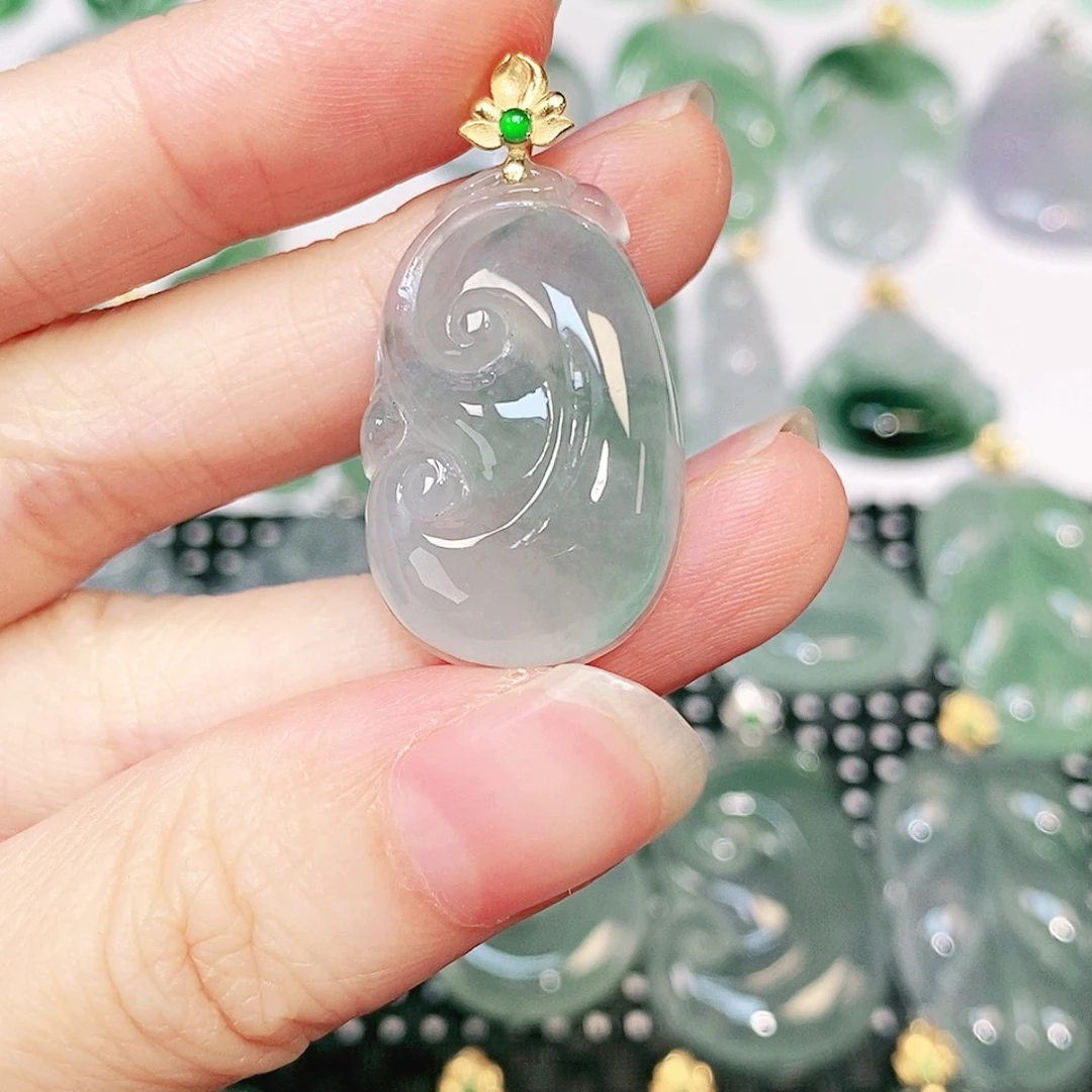 翡翠18K金镶嵌吊坠(不含链)