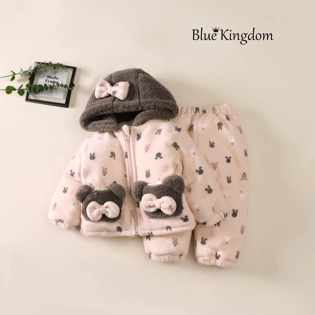 儿童省服新款三层夹棉加绒外穿连帽家居服套装加厚保暖洋气冬款