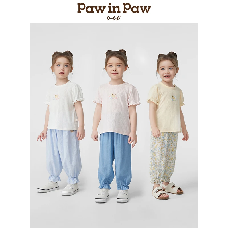 【达人专属】PawinPaw小熊25年春夏新款女甜美泡泡袖T恤PCRAF2381E