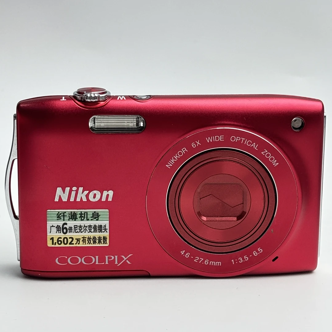 95新 Nikon/尼康 s3200红色1600万像素6倍变焦复古ccd数码相机