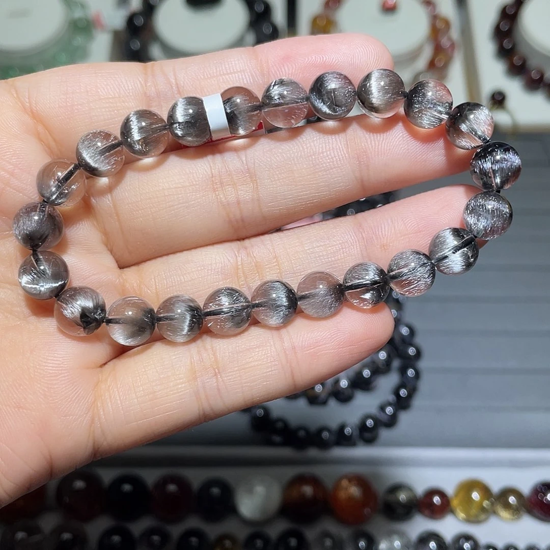 未镶嵌手链水晶黑银钛手串