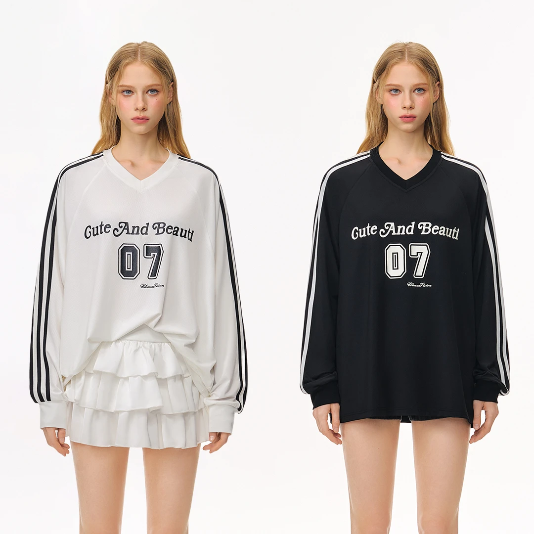 CLIMAX VISION轻薄柔软网眼透气字母印花运动球衣长袖T恤女款