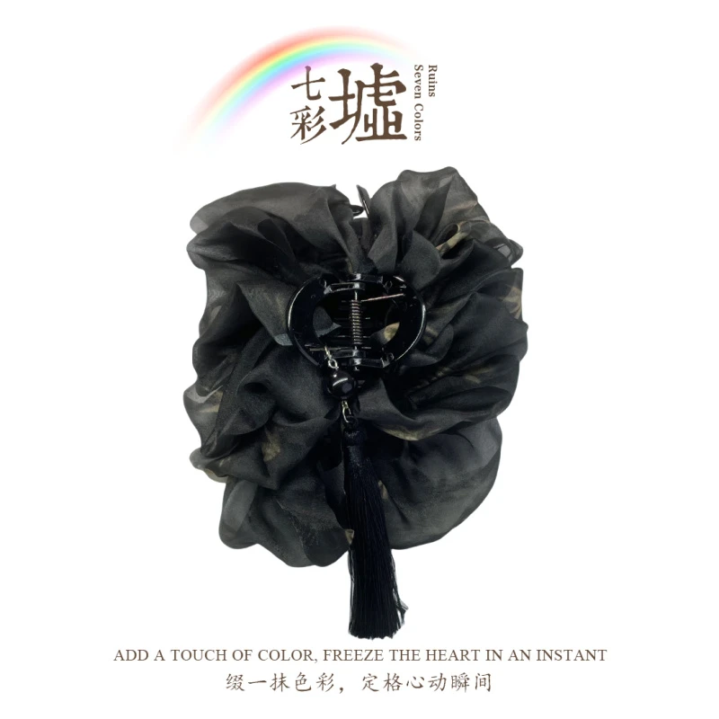 ZJ003 韩国高档蓬松云朵竹叶纹泡泡抓夹女2025新款大号盘发鲨鱼夹