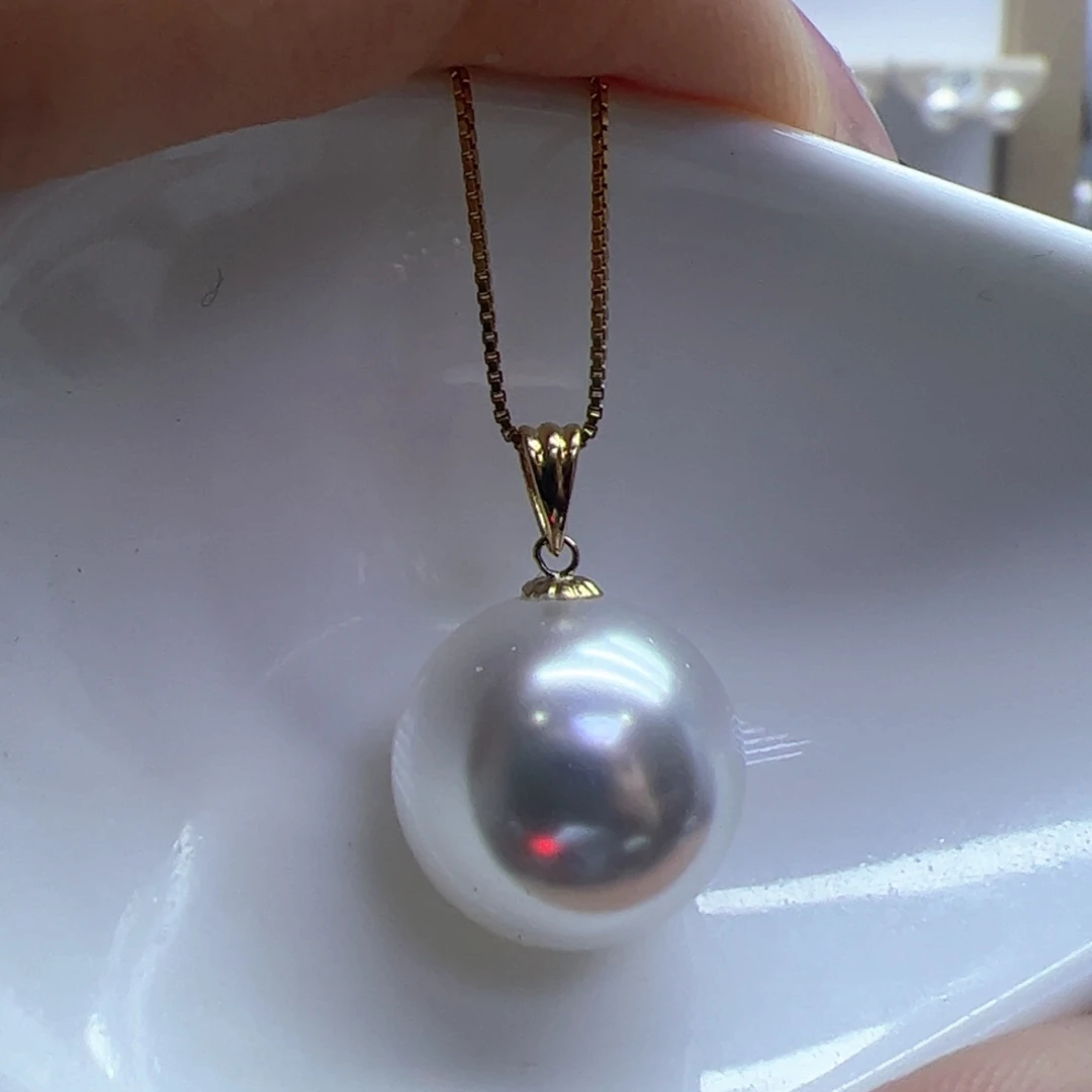 淡水珍珠吊坠(赠链)18K金镶嵌