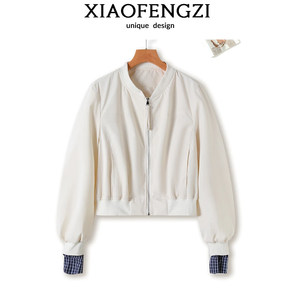 韩风拼接棒球服2025春季新款时髦松弛百搭肯豆风设计感夹克外套女