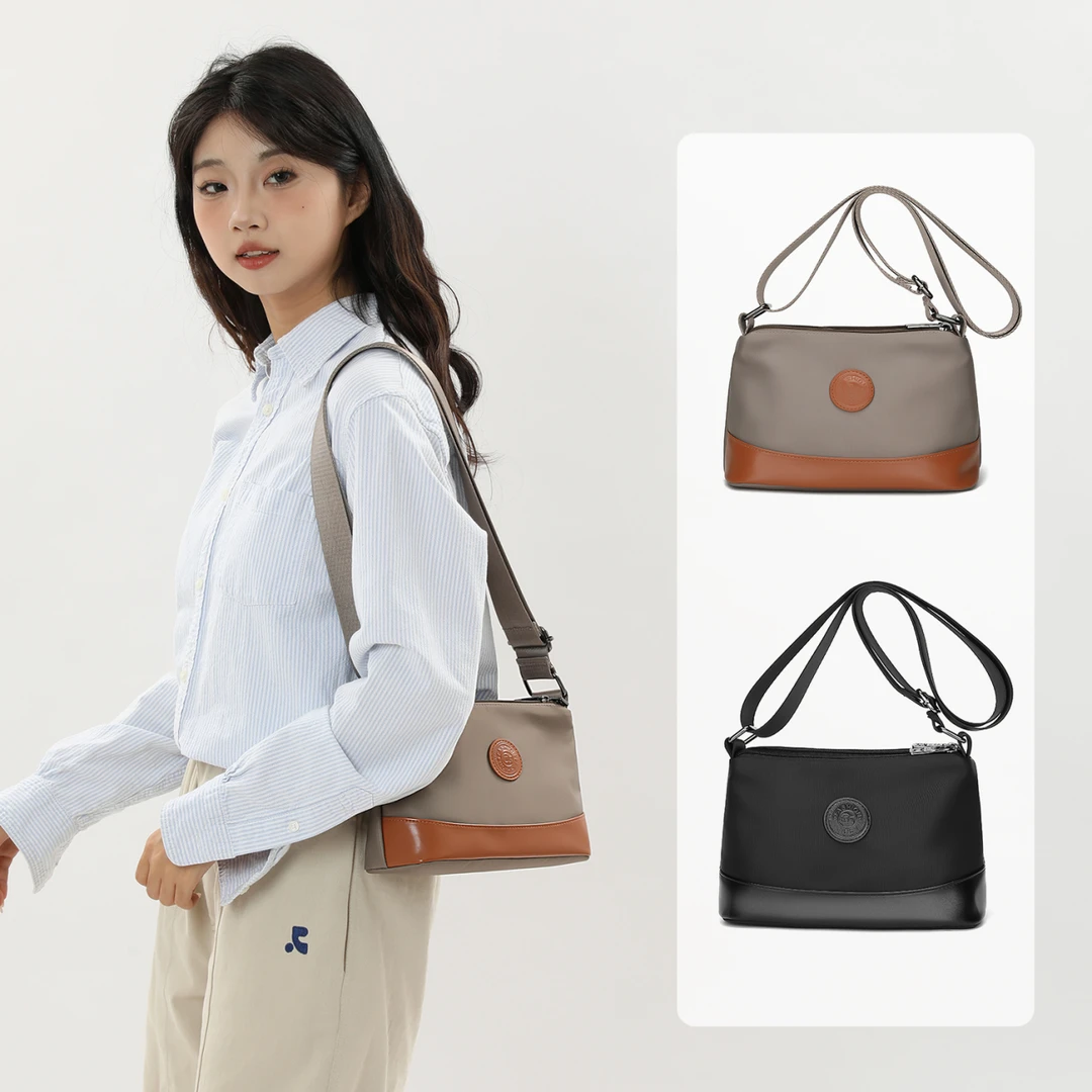 2025时尚简约多隔层尼龙布包轻便百搭休闲防水单肩斜挎中年妈妈包