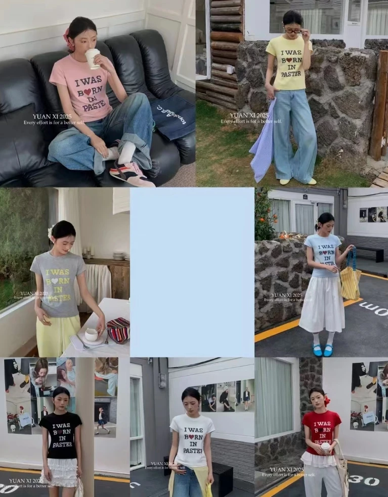 元熙#韩系字母印花短袖T#6178