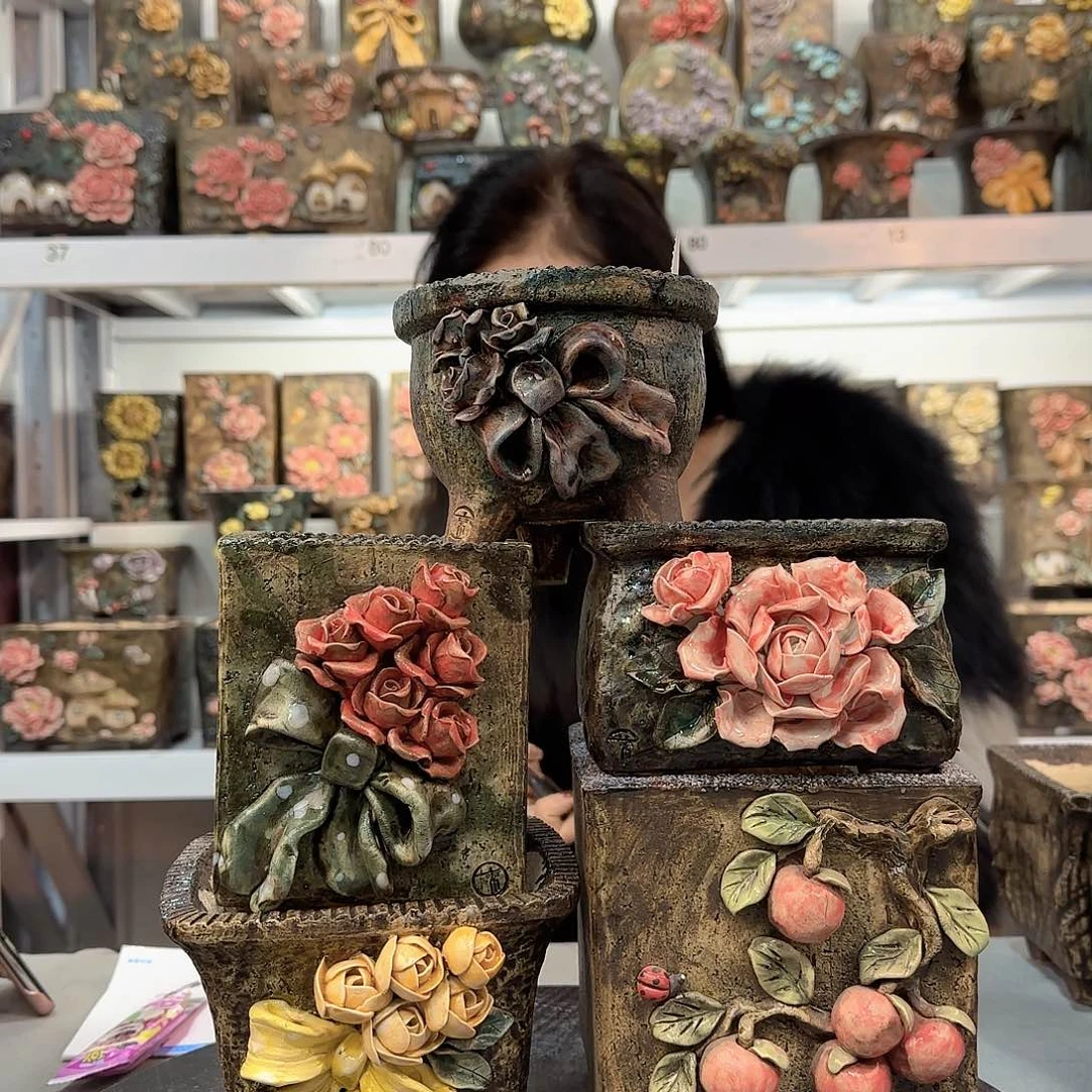 红陶一*青默麦饭石花盆