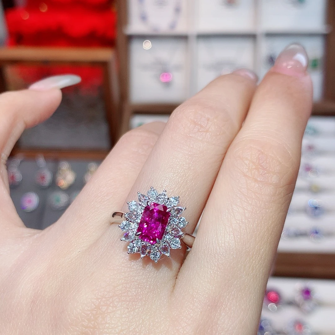 戒指彩色蓝宝石18K金镶嵌2.03ct/天然宝石/七天无理由